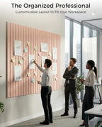 Aothia 12-Pack Felt Bulletin Board Tiles 48"x36", Modular Pin Board for Smooth Walls, Cork Board Alternative for Notes & Photos, 0.35" Thick, 70 Adhesive Tabs & 40 Pins, Pink