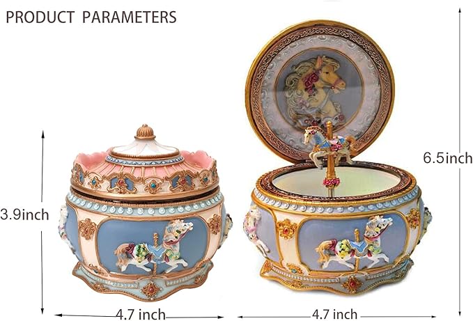 You are My Sunshine Music Box Carousel Horses Unicorn Musical Box with Sankyo 18-Note Wind Up for Kids Girls Christmas Birthday Gifts