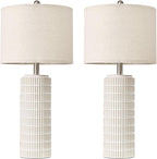 PoKat 27.5'' Tall Table Lamps for Living Room Set of 2, Ceramic Bedroom Lamps for Night Stands, Modern Bedside Lamps for Bedroom Living Room, Nightstand Lamps for End Table, Hallway, Gold and White