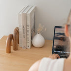 PEAKOLY Wood Arch Bookshelf Decor - Modern Shelf Decor Accents, Decorative Objects for Coffee Table, Entryway Table Sculptures, Minimalist Home Decorations for TV Console, Built in Shelves and Mantle
