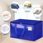 Moving Bags, Storage Bags with Sturdy Handles and Heavy Duty Zippers, Storage Totes for Space Saving, Moving & Storage, Collapsible Moving Supplies(125L, 4-Pack, Blue)