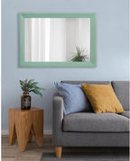 AAZZKANG Wood Framed Mirror Rectangle Modern Farmhouse Wall Mirrors Decor Large 28"x20" for Bedroom Living Room Bathroom Dressing Room Green