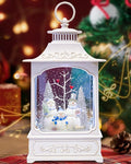 Large Christmas Snowman Snow Globe Light up Lantern with 8 Songs, 9.84" White Christmas Snow Globes for Kids Adults, 6H Timer & Dual Power, Snowglobes Christmas Decorations Indoor Silver Blue Snowman
