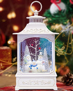 Large Christmas Snowman Snow Globe Light up Lantern with 8 Songs, 9.84" White Christmas Snow Globes for Kids Adults, 6H Timer & Dual Power, Snowglobes Christmas Decorations Indoor Silver Blue Snowman