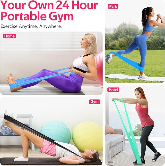 RENRANRING Resistance Bands for Working Out, Exercise Bands for Physical Therapy, Stretch, Recovery, Pilates, Rehab, Strength Training and Yoga Starter Set