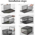 Attelite Upgrade 12pack Shoe Box Storage Containers,Thicken Sturdy Clear Stackable Plastic Shoe Organizer Box with Magnetic Door, X-Large Drop Front Shoe Box