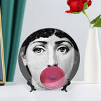 Lina Cavalieri Plate, Wall Decorative Plate, Mysterious Face Plate Wall Hanging Decoration,Including Bracket and Special Spring Hook, 8inch, Style6