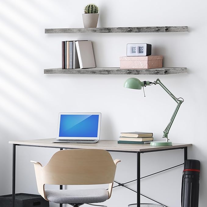 Sorbus Floating Shelves for Wall - 48 Inch Long Bathroom Shelves, Wall Decor for Bedroom, Kitchen, Living Room & Book Storage - Mounted Floating Shelf with Invisible Brackets (Gray, 3 Pack)
