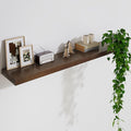 Marsmiles Solid Wood Floating Shelves for Wall, 48”W x 9”D x 1.56”H Large Wall Shelves for Living Room Bedroom Bathroom Kitchen Drcor Storage with Invisible Heavy-Duty Metal Bracket, Walnut, Set of 1