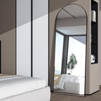 Full Length Mirror, 56"x16" Arch Mirror Floor Mirror with Stand, Black Arched Full Body Standing or Leaning Mirrors for Bedroom, Living Room