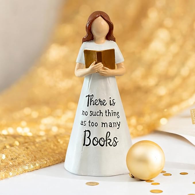 Book Figurine Reading Woman Statue – Reading Resin Figurine for Book Lovers Decor, Bookworm Sculpture, Reading Gifts for Book Lovers Women