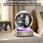 3D Crystal Photo,Personalized Gift for Dad Husband Grandpa,Custom snow globes with picture,Custom Father’s Day Anniversary Birthday,Pet Memorial Keepsake
