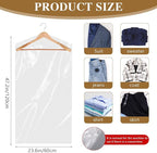 20 Pack Clear Clothes Covers 23.6x47.2 inch Plastic Garment Bags Dry Cleaner Bags for Hanging Clothes Dust-proof Transparent Clothing Protector Covers for Closet Storage