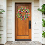 Spring Summer Wreaths for Front Door,22 Inch Artificial Tulip Wreath with Wildflowers,Eucalyptus Leaves for Indoor Outdoor Wall Porch Festival Farmhouse Home Holiday Decor.