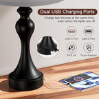 Seealle Touch Lamps for Nightstand - Bedside Lamps Set of 2, 3 Way Dimmable, USB C+A for Bedroom & End Tables (Black&Grey)