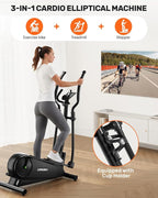 Caromix Elliptical Machine with Magnetic Resistance, Elliptical Exercise Machine for Home with LCD Monitor and Hyper-Quiet Magnetic Driving System, 300LBS Loading Capacity