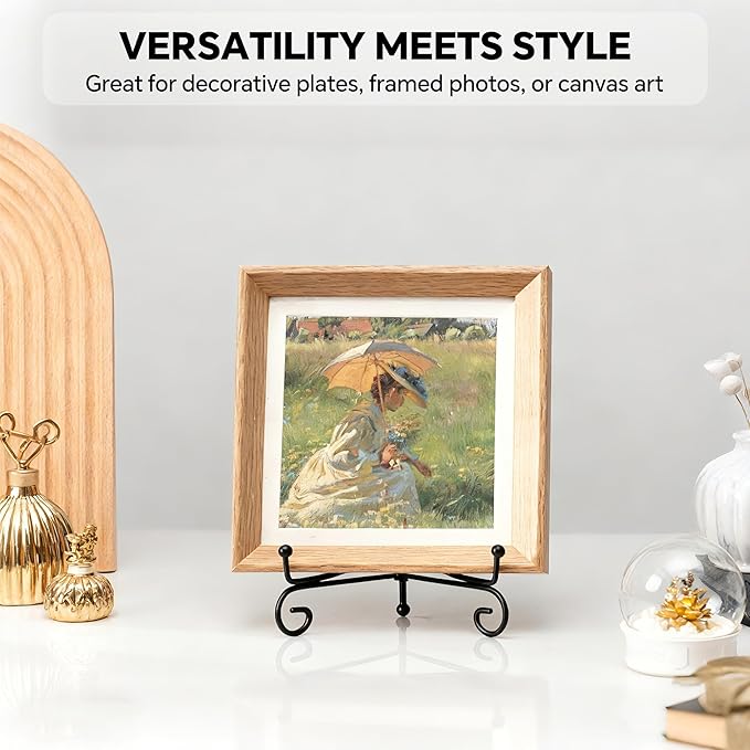 Artliving Plate Stands for Display, 6 Inch Black Iron Easel Plate Display Photo Holder Stand, Displays Picture Frames, Decorative Plates, Tablets and Art (4 pack)