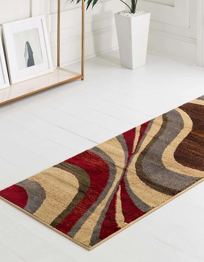 Unique Loom Barista Collection Area Rug - Ngada (2' 2" x 10' Runner, Beige/Red)