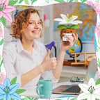 Wavwavw 3 Pack Teacher Appreciation Gift Positive Flower Handmade Crochet Doll Thank You for Helping Me Grow Gifts Back to School Gifts for Women Teacher(Lily Flower)