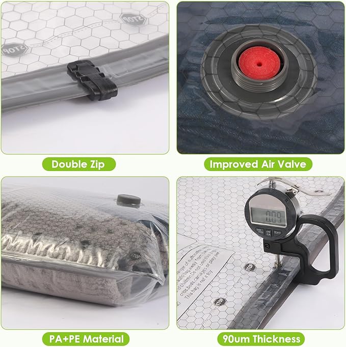 Travel Vacuum Storage Bags for Clothing with Rechargeable Air & Hand Pump, 21 Pack Portable Space Saver Bags, Compression Packing Seal for Luggage and Suitcase, Blankets, Seasonal Storage