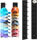 Hat Organizer for Baseball Caps, 2 Pack Hat Rack for Wall Hold up to 18 Hats Strong Adhesive Hat Hooks Stand Multilayer Hat Hanger Organizer Storage Holder Display for Door Closet Bedroom（Black)