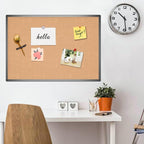 VIZ-PRO Cork Notice Board, 48 X 32 Inches, Cork Bulletin Board with Black Aluminium Frame