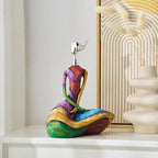 Octdays Art Female Sculpture Figurines, Abstract Woman Statue for Home Decor, Modern Colorful Sculpture Decorations for Living Room Shelf Office Cabinet Accents (Colorful-B)