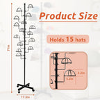 Montex Hat Rack Stand 15 Hooks, Hat Display Stand Metal, Hat Display for Stores, 15 Customisable Circular Hooks