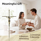 KUXBET Catholic Crucifix Wall Cross, 16 inch Metal Jesus Christ Cross, Handmade Hanging Wall Décor for Home, Religious Devout Give Faith Gift (16.0inch, Vintage)