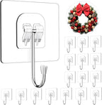 Wreath Hangers for Front Door, 16 Pack Large Wreath Door Hanger for Easter Christmas Halloween Decorations, Heavy Duty Over-The-Door-Hooks, Adhesive-Wall-Hooks for Garland Home-Decor Inside Outside