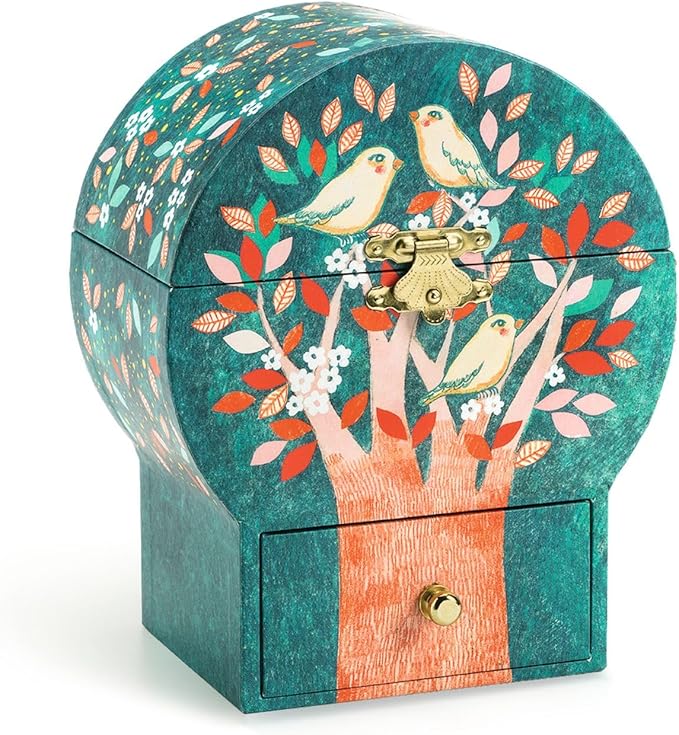 DJECO Musical Jewelry Box for Kids - Treasure Box Night Singing - Storage for Necklace, Bracelets, Rings, Earrings, Small Toys, Decorations, Keepsake & Trinkets - Safe for Ages 3+ Boys & Girls