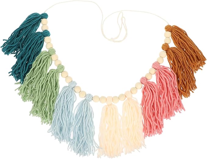 ORFOFE Handmade Bead Yarn Tassel Wall Pendant Chic Decorative Wall Decor for Home Elegant Indoor Adornment Versatile Hanging Decor for Housewarming