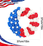 Patriotic Wreath for Front Door Red White Blue Wreath 4th of July Wreaths for Door Wall Memorial Day Decor Independence Day Hanging Decoration for Outside Home Farmhouse Holiday (Flower)