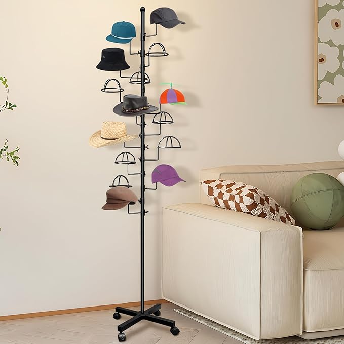 Montex Hat Rack Stand 15 Hooks, Hat Display Stand Metal, Hat Display for Stores, 15 Customisable Circular Hooks