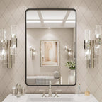 LOAAO 20X28 Inch Black Metal Framed Bathroom Mirror for Wall, Matte Black Bathroom Vanity Mirror Farmhouse, Anti-Rust, Hangs Horizontally or Vertically