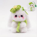 Small Funny Rabbit Handmade Crochet Plush Doll,Positive Cute Fluffy Gifts for Birthday Friends Coworker, Best Friend,Teacher, Mom (Green)