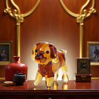 Brown Mini Dog Art Blown Glass, Crystal Cute Dog Figurine, Glass Ornament Statue Animal Collectible, Blown Art Pet Animal Collectible Figures Home Décor Accents