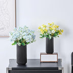 Black Ceramic Flower Vase for Pampas Grass, 10 inch Large Decorative Centerpiece Ribbed Vase for Dining Table, Office Desktop, Shelf Bookshelf, Mantel, Entryway, Bathroom, Countertop, Farmhouse, Gift