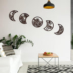 Jetec 5 Pcs Moon Phase Wall Art Decor Wall Pediments Hanging Wooden Phase Spiritual Bedroom Nordic Boho Lunar Aesthetic Art for Living Room Dorm Apartment Ornament(Brown)