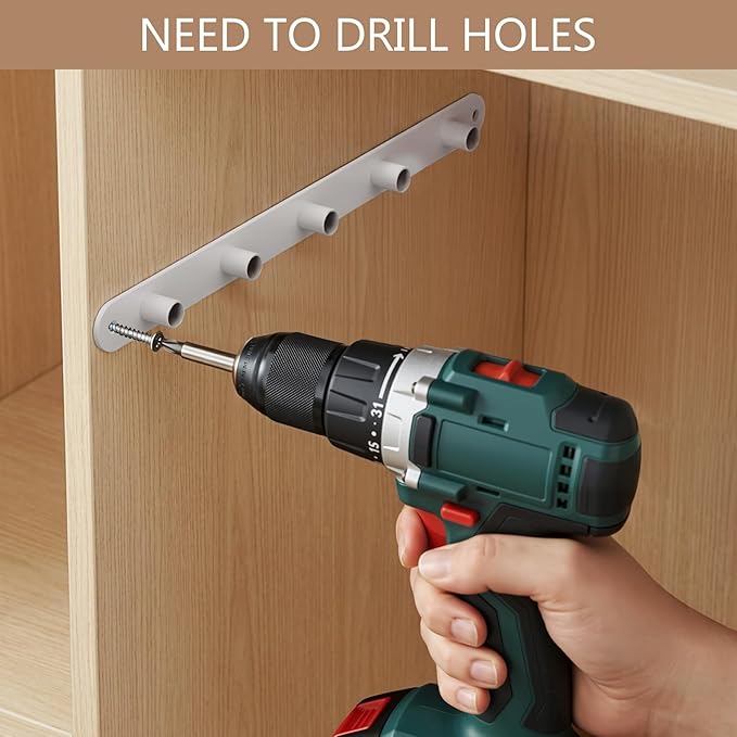 Expandable Closet Shelf Wall-Mounted Metal Storage Rack Adjustable Closet Rod DIY Divider Separator Space Saving for Cabinet Wardrobe Cupboard Kitchen Pantry Cupboard, 45.8-56.5 Inches