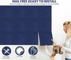 Large Cork Board Alternative 36" X 24" Bulletin Board - 6 Pack Removable Felt Wall Tiles with 20 pushpins, Large Cork Boards for Walls Cork Board for Office Pin Board Tack Board - Denim Blue