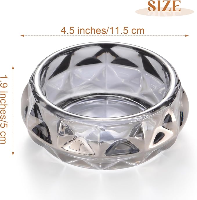 Timgle Glass Ashtray 4 Packs Round Crystal Ash Tray Clear Ashtrays for Home Portable Heavy Duty Decorative Office Patio Indoor Outdoor(Gray)