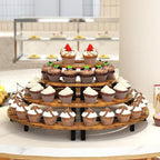 ELITEROO Tiered Display Stand, Wooden Display Risers, 4 Tier Display Shelf for Vendors Retail Craft Show Market, Table Top Display Rack for Cupcakes Perfume Figures Candles Makeup, Curved Corner