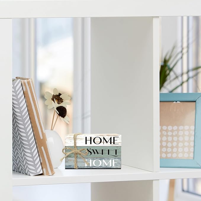 Mini Decorative Books for Home Decor, Small Wood Book Stack for Table Decor, Home Sweet Home Decor Books for Living Room Bookshelf, Farmhouse Stacked Books Decor（L36）