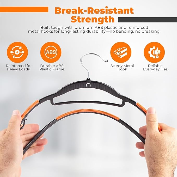 Plastic Hangers 100 Pack, Cascading Slim Space Saving Clothing Hangers with 360° Rotating Hook, Non Slip Clothes Hangers for Sweater Shirt, Heavy Duty Coat Hanger with Inner Hook for Closet, Black