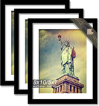 100% Solid Wood 8x10 Picture Frame Set of 3, Black Frame Display Photo 5x7 with Mat or 8 x 10 without Mat, 8by10 HQ Matte Black Frame for Wall - 3 Pack/Black/8"x10"