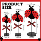 Maitys 3 Pcs Summer Ladybug Decor Set Table Decor Wooden Tabletop Centerpiece Sign for Home Kitchen Bedroom Baby Shower Party Decorations