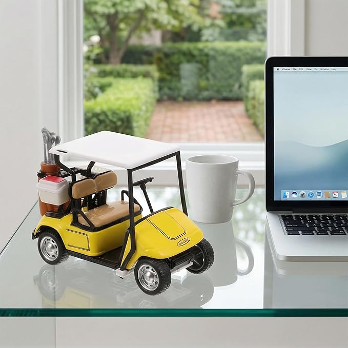 ibasenice Small Golf Cart Model - Realistic Tabletop Alloy Ornament & Collectible Figurine, Lightweight Mini 1:20 Scale Golf Cart Decorations for Home Office, Golfcart Cake Topper for Kids Party