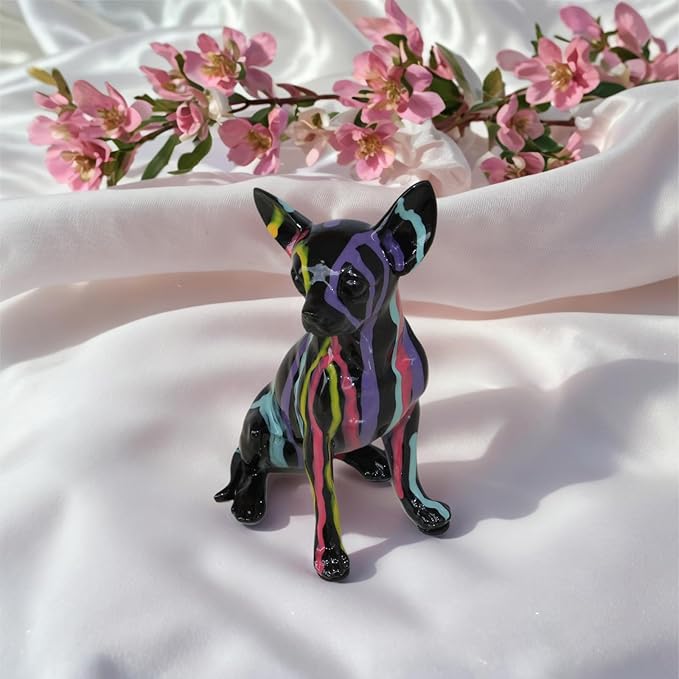 Colorful Chihuahua Gifts for Women/Men,Modern Graffiti Art Dog Statue for Living Room, Office, Bookshelf Home Decor,Dog Mom Birthday Dog Lovers,Pet Loss Memorial Figurine