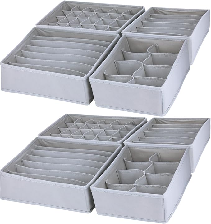 Dresser Drawer Organizer 8 Pack Clothes Underwear Sock Storage Light Gray Drawer Dividers Grey Foldable Closet Organizer Storage Box Dresser Drawer Organizers
